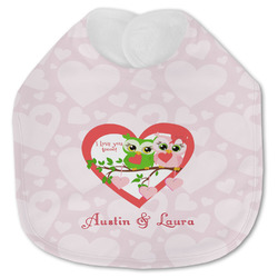 Valentine Owls Jersey Knit Baby Bib w/ Couple's Names