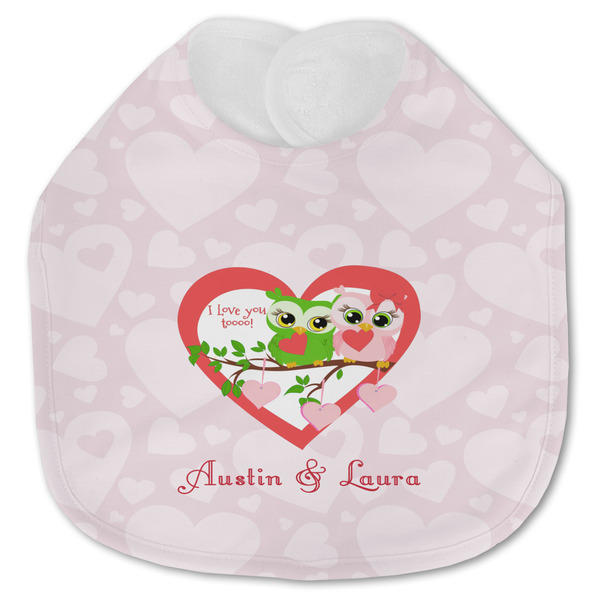 Custom Valentine Owls Jersey Knit Baby Bib w/ Couple's Names