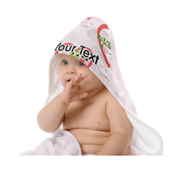 Valentine Owls Baby Hooded Towel on Child