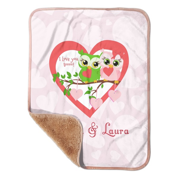 Custom Valentine Owls Sherpa Baby Blanket - 30" x 40" w/ Couple's Names
