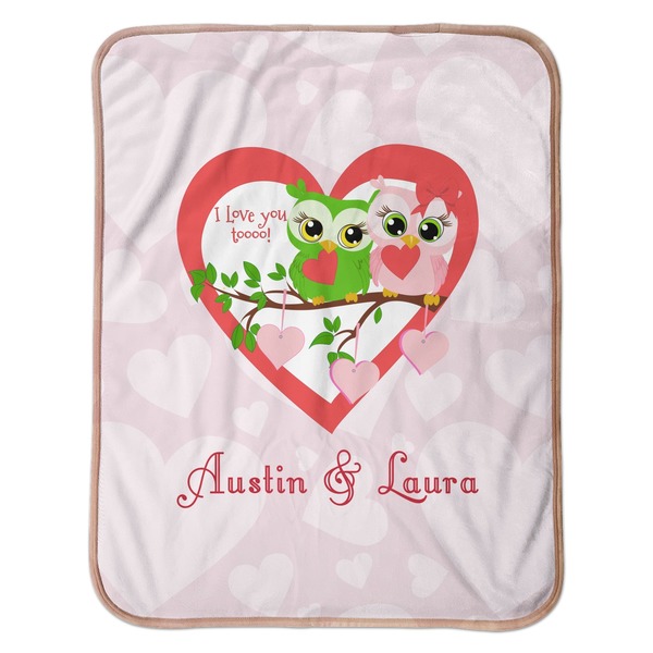 Valentine Owls Baby Sherpa Blanket - Flat