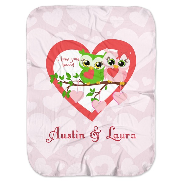 Custom Valentine Owls Baby Swaddling Blanket (Personalized)