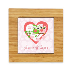 Valentine Owls Bamboo Trivet with Ceramic Tile Insert (Personalized)
