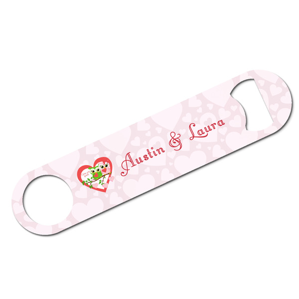 Custom Valentine Owls Bar Bottle Opener w/ Couple's Names