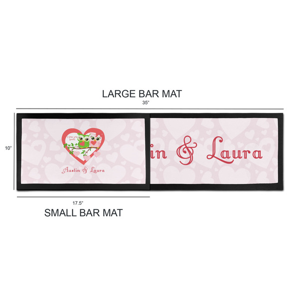 Valentine Owls Bar Mats - Sizing Chart