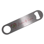 Valentine Owls Bar Bottle Opener - Silver w/ Couple's Names
