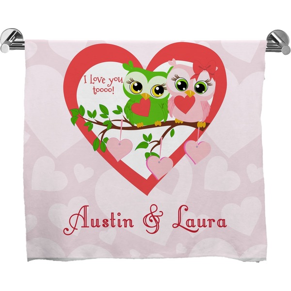 Custom Valentine Owls Bath Towel (Personalized)