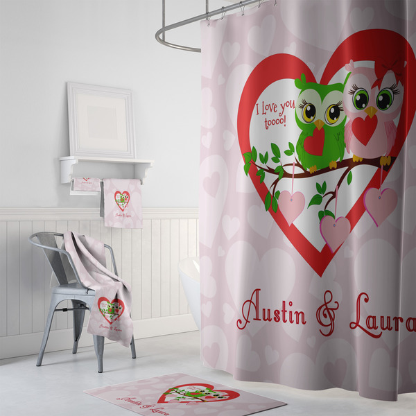 Valentine Owls Bath Towel Sets - 3-piece - In Context