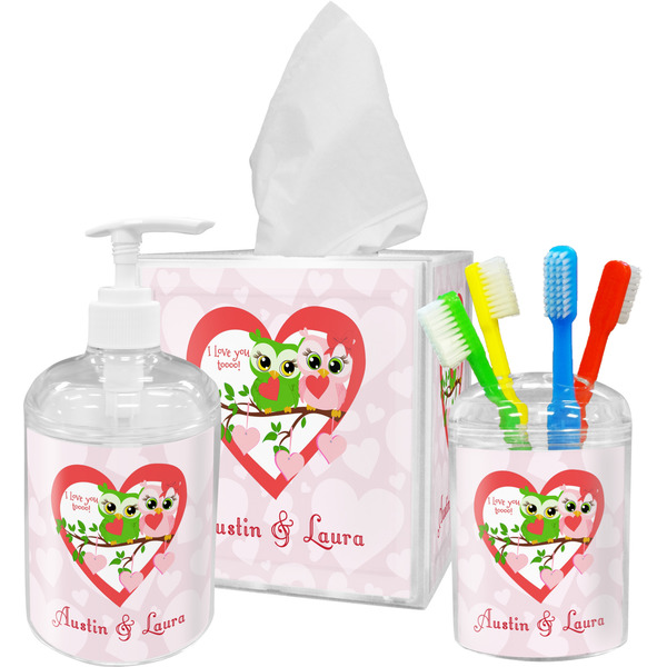 Valentine Owls Bathroom Accessories Set (Personalized)