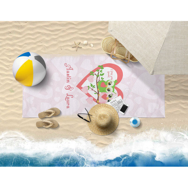 Valentine Owls Beach Towel Lifestyle