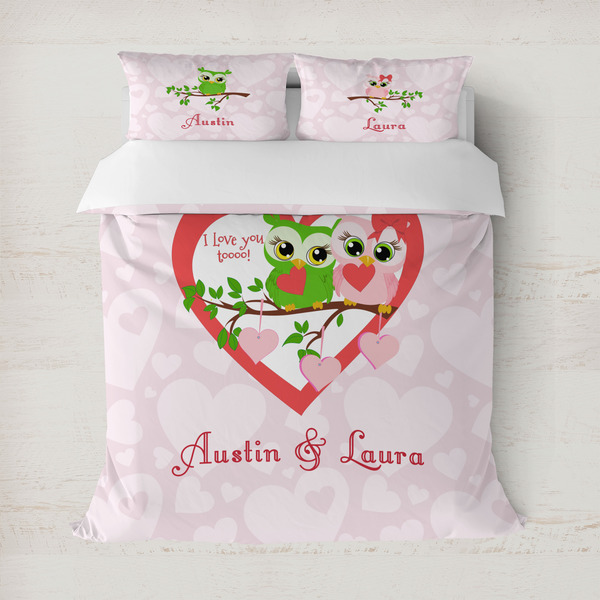 Custom Valentine Owls Duvet Cover (Personalized)
