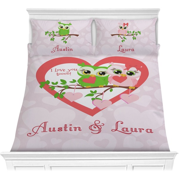 Custom Valentine Owls Comforter Set - Full / Queen (Personalized)