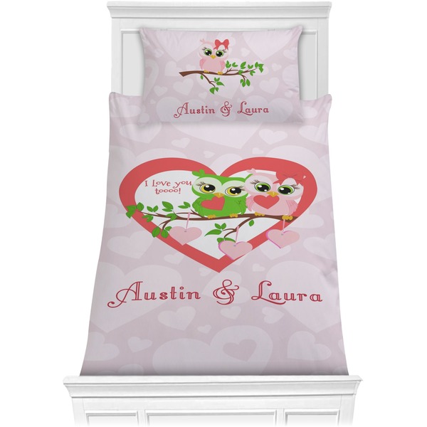 Custom Valentine Owls Comforter Set - Twin (Personalized)