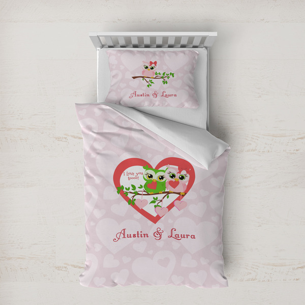 Custom Valentine Owls Duvet Cover Set - Twin XL (Personalized)