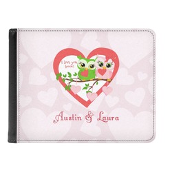 Valentine Owls Genuine Leather Men's Bi-fold Wallet (Personalized)