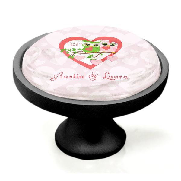 Valentine Owls Black Custom Cabinet Knob (Side)