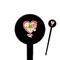 Valentine Owls Black Plastic 4" Food Pick - Round - Closeup