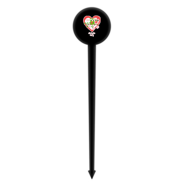 Valentine Owls Black Plastic 4" Food Pick - Round - Single Pick
