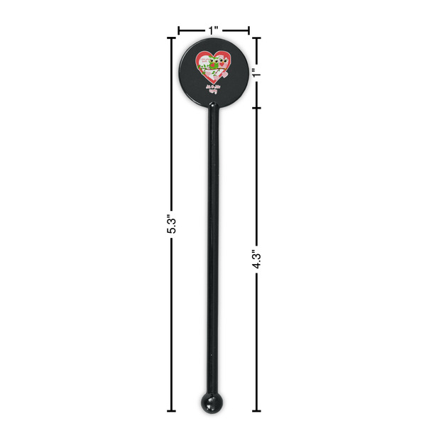 Valentine Owls Black Plastic 5.5" Stir Stick - Round - Dimensions