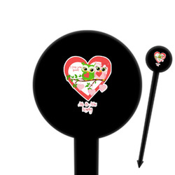 Valentine Owls 6" Round Plastic Food Picks - Black - Single Sided (Personalized)