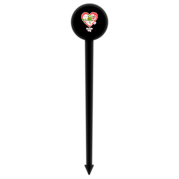 Valentine Owls Black Plastic 6" Food Pick - Round - Single Pick