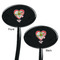 Valentine Owls Black Plastic 7" Stir Stick - Double Sided - Oval - Front & Back