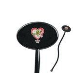 Valentine Owls 7" Oval Plastic Stir Sticks - Black - Single Sided (Personalized)