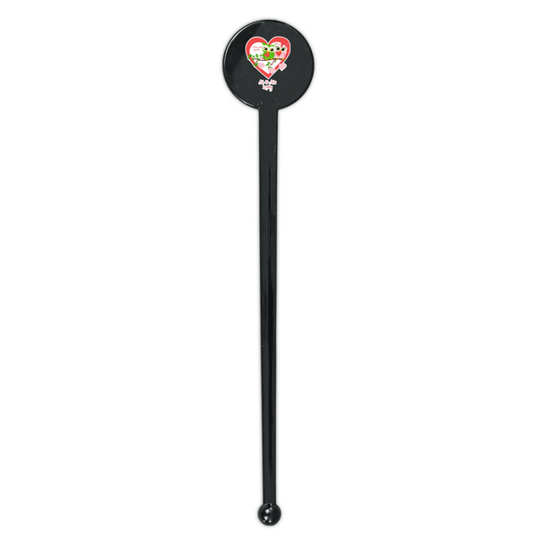 Valentine Owls Black Plastic 7" Stir Stick - Round - Single Stick