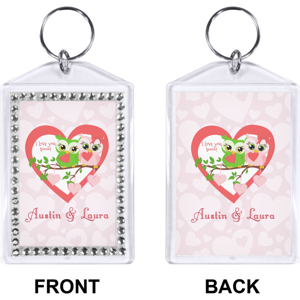 Valentine Owls Bling Keychain (Front + Back)