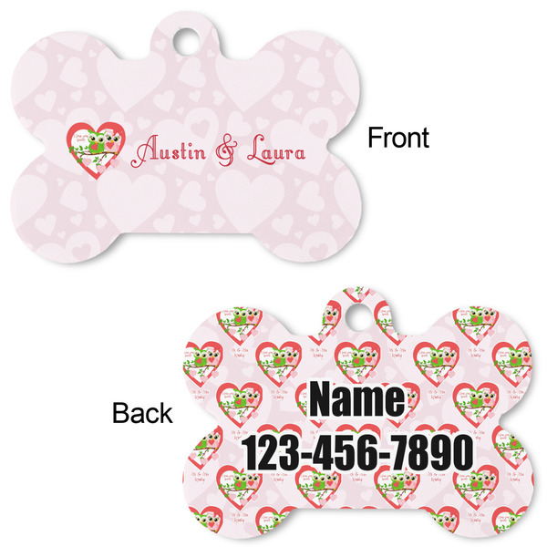 Valentine Owls Bone Shaped Dog ID Tag - Large - Approval