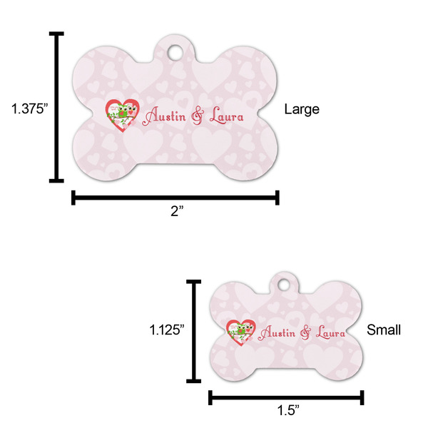 Valentine Owls Bone Shaped Dog ID Tag - Large - Scale