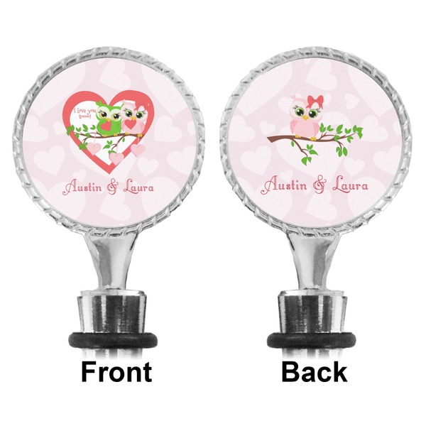 Valentine Owls Bottle Stopper - Front and Back