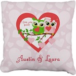 Valentine Owls Faux-Linen Throw Pillow 20" (Personalized)
