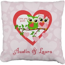 Valentine Owls Faux-Linen Throw Pillow 26" (Personalized)