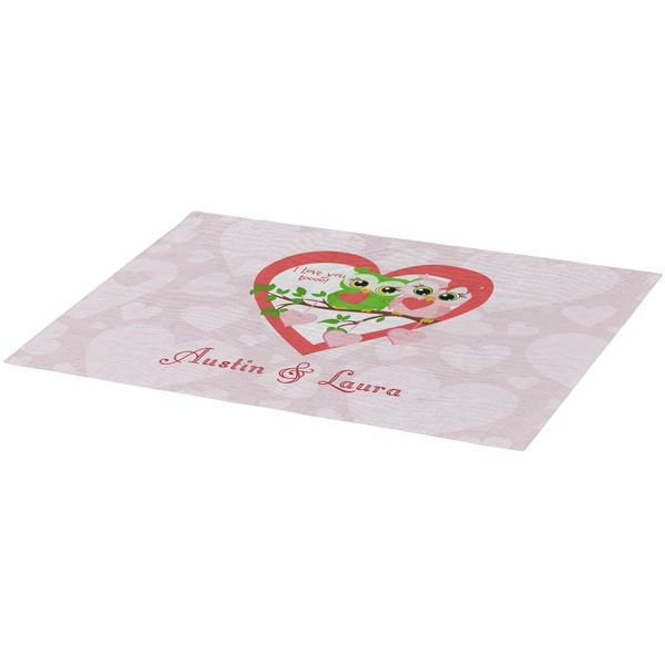 Valentine Owls Burlap Placemat (Angle View)