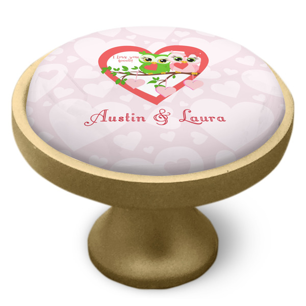 Valentine Owls Cabinet Knob - Gold - Side
