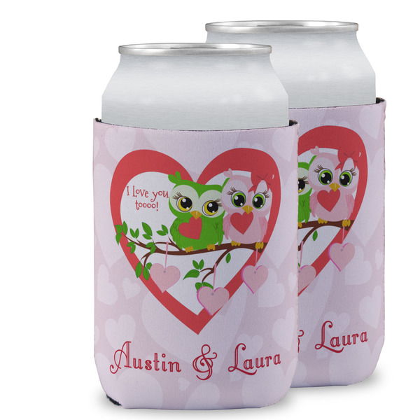 Custom Valentine Owls Can Cooler (12 oz) w/ Couple's Names