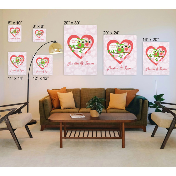 Valentine Owls Canvas Prints - Multiple Sizes