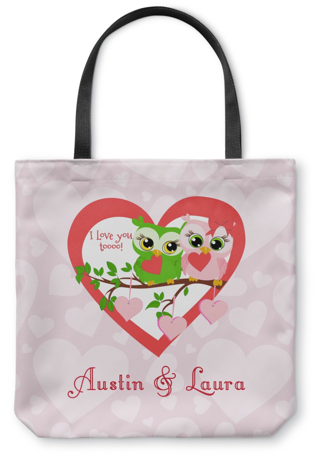 Valentine Owls Canvas Tote Bag - Large - 18