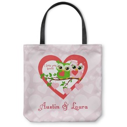 Valentine Owls Canvas Tote Bag - Small - 13"x13" (Personalized)