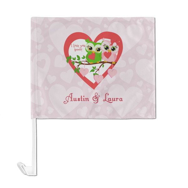 Valentine Owls Car Flag - Large - FRONT