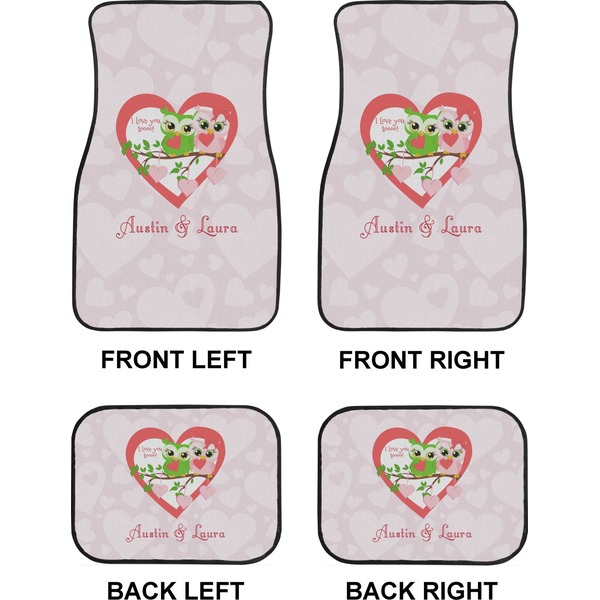 Valentine Owls Car Floor Mats Set (2F + 2B)
