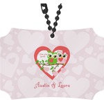 Valentine Owls Rear View Mirror Ornament (Personalized)