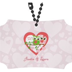Valentine Owls Rear View Mirror Ornament (Personalized)
