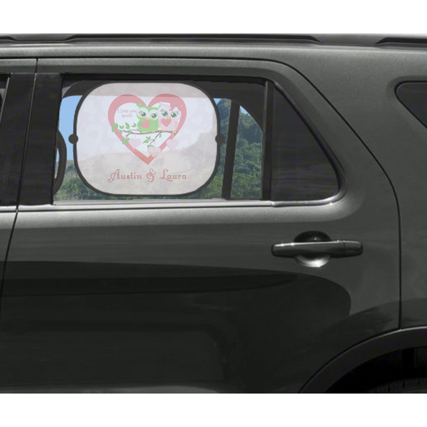 Valentine Owls Car Sun Shade Black - In Car Window