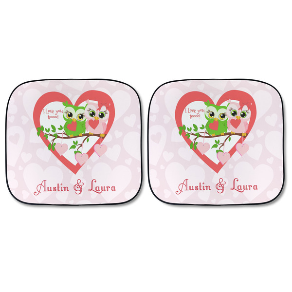 Valentine Owls Car Sun Shades - FRONT