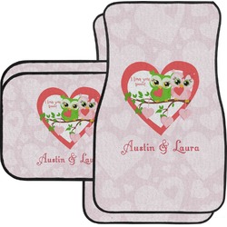 Valentine Owls Car Floor Mats Set - 2 Front & 2 Back (Personalized)