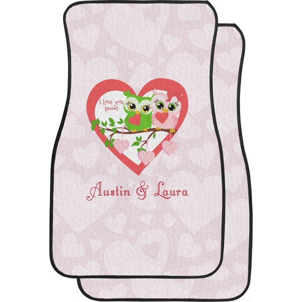 Custom Valentine Owls Car Floor Mats (Front Seat) (Personalized)