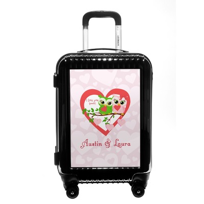 Valentine Owls Carry On Hard Shell Suitcase (Personalized)