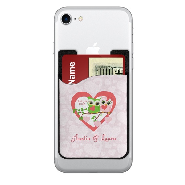 Custom Valentine Owls 2-in-1 Cell Phone Credit Card Holder & Screen Cleaner (Personalized)